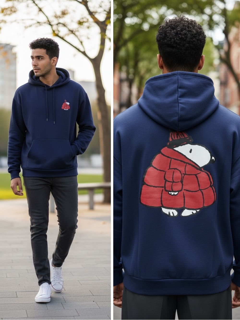 Snoopy Puffer Jacket Graphic Pullover  Hoodie Sweatshirt